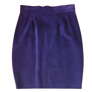 LG Danier Suede Leather Mini Rich Purple Pencil Skirt